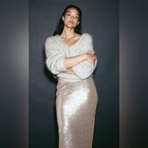 H&M good sequin glitter calf length skirt